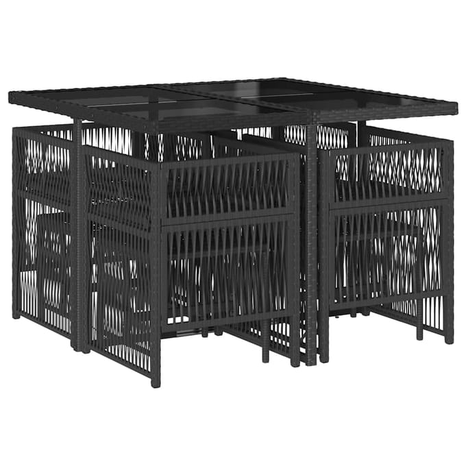 vidaXL - 9-delige - Tuinset - poly - rattan - zwart
