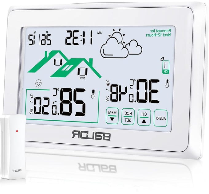 Draadloos Weerstation - Digitale Klok Weersvoorspeller - Thuis Weer Monitoren - Met Buitensensor - 80m Bereik - Wit