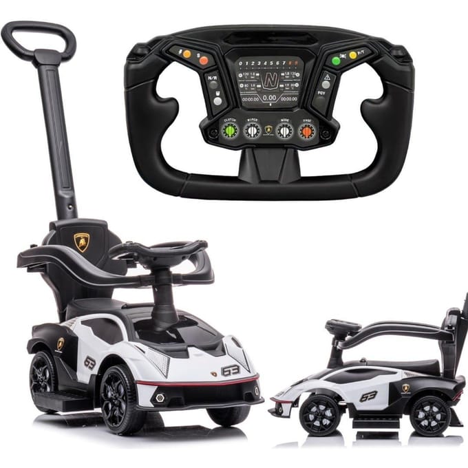 Duwauto voor kinderen, Loopauto vanaf 1 jaar met duwstang, kinderauto Essenza SCV12, Aauto kinderen (Wit)