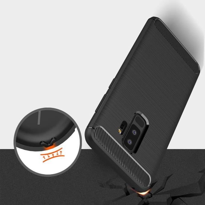 Hoesje - Duitse Technologie - Elite Carbon - Samsung Galaxy S9 Plus - Zwart - TPU - Flexibel zwart