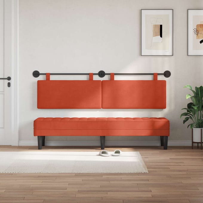 vidaXL - Hangend - hoofdbord - Rood - Oranje - Corduroy - stof