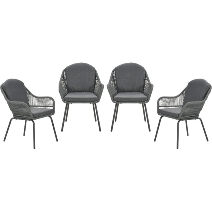Garden Impressions Triton tuinstoelen set van 4 grijs rope
