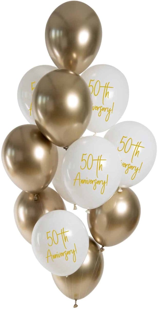Ballonnen Golden Anniversary 33cm - 12 stuks
