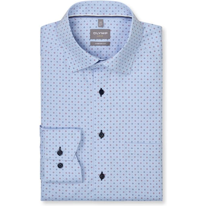 OLYMP Luxor Overhemd, Comfort Fit, Button-Under, Bleu