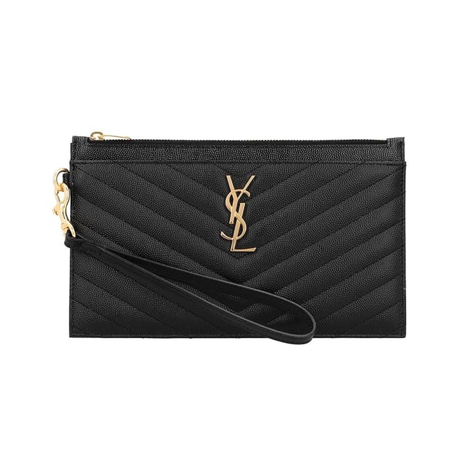 Saint Laurent Cassandra Monogram Matelass Goudkleurige Hardware Grote Clutch Tas 636313 636313 BOW01 1000 black