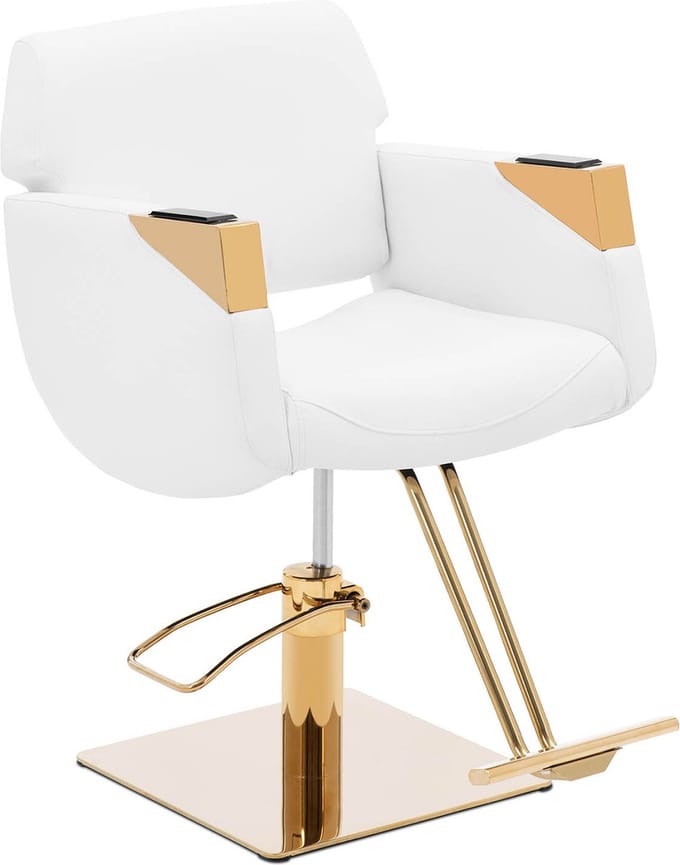 physa Kappersstoel met voetsteun - 470 - 630 mm - 200 kg - Wit/Gouden 10040761