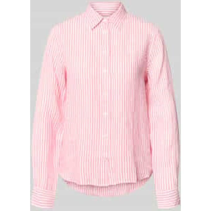 regular fit linnen blouse met overhemdkraag en labelstitching