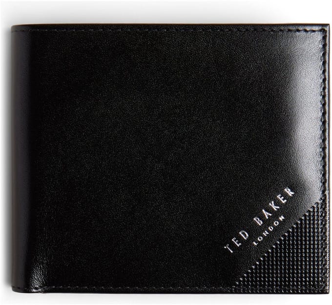 Ted Baker Leren portemonnee Prugs Embossed Corner Leather Bifold Coin Wallet Black zwart