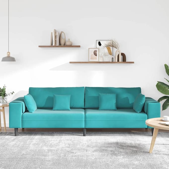 vidaXL - Bank - Turquoise - 250 - x - 77 - x - 76 - cm - Fluweel