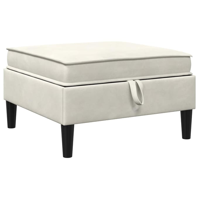 vidaXL - Sofa - Kruk - met - Opbergruimte - Crèmekleurig - Fluweel