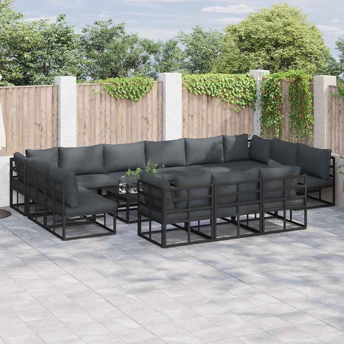vidaXL - Tuinbank - Set - 14 - st - Zwart - Aluminium