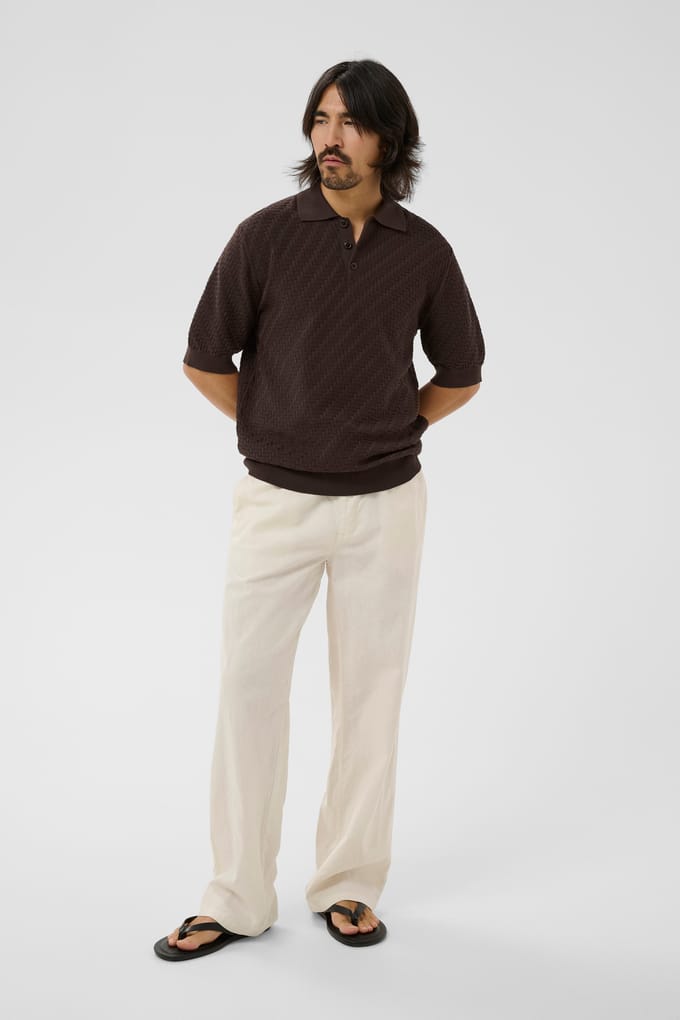 Regular fit poloshirt van puur katoen in tricotlook