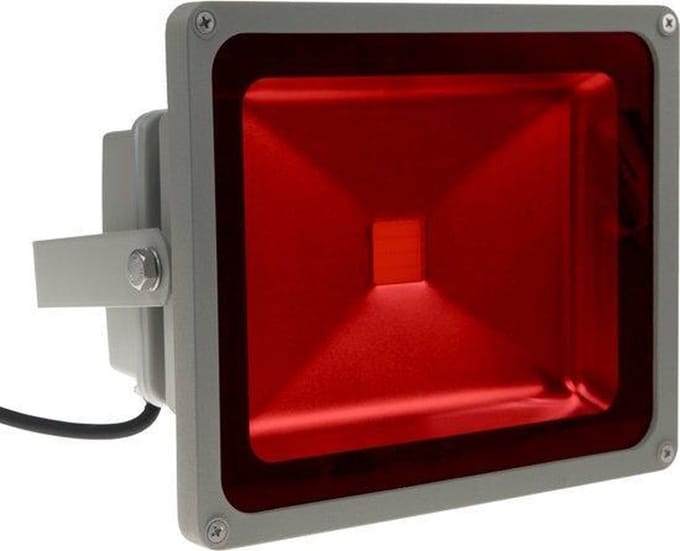 LED Bouwlamp / Schijnwerper Rood - 20 Watt - Buitenverlichting