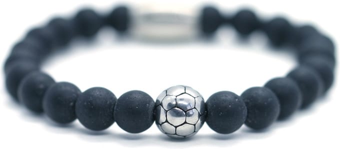 IbizaMen KIDS - Jongens - armband - onyx - voetbal - RVS - 6mm - 15cm