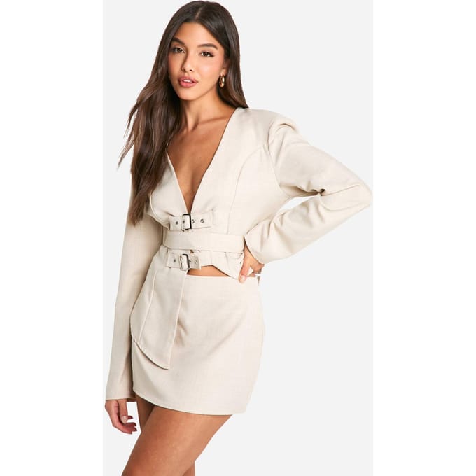 boohoo Dames Marl Micro Mini Rok | Stone | Maat: 16