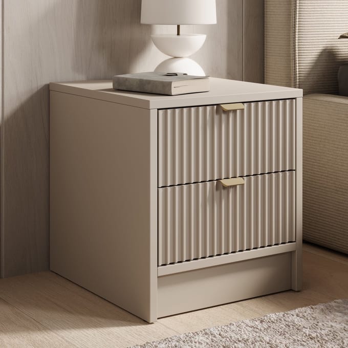 Meubella - Nachtkastje Tavares - Beige - 35 cm