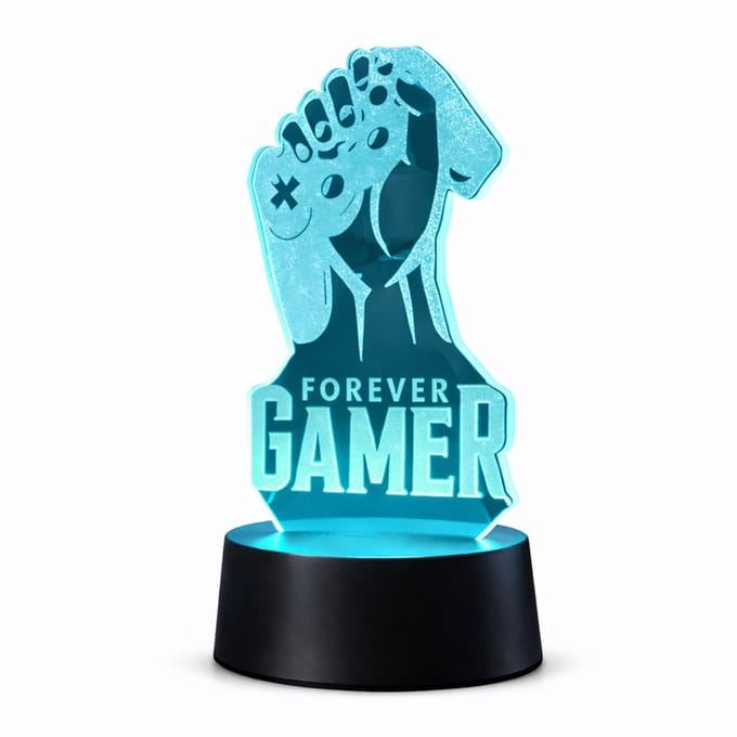 Qware - 3D LED Lamp - Forever Gaming - 16 kleuren & effecten - Acryl lamp - Touch control - Afstandsbediening
