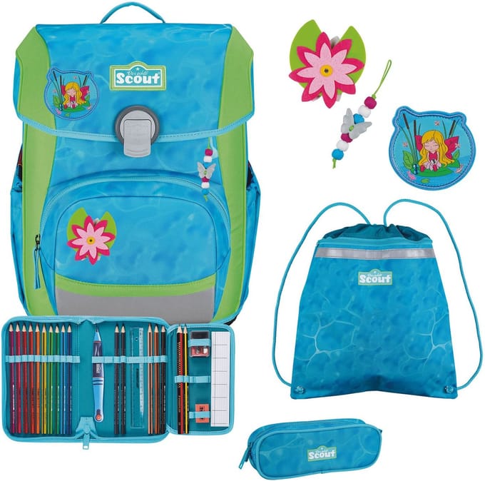 Scout Schooltas Basic Neo Set 4-delig Water Lily Lichtblauw