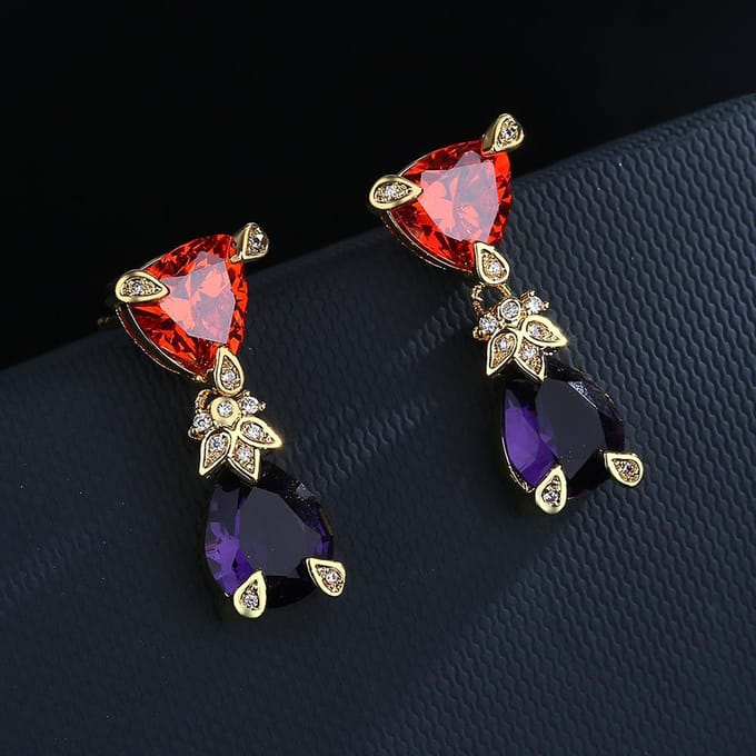Argyle Roze Diamant Kleurige Roos Lange Oorbellen black