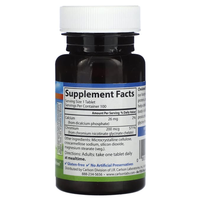 Gekeleerd Chroom, 200Mcg, 100 Tabletten
