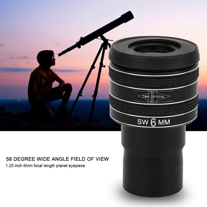 1,25 inch 58 Graden 6 mm Planetaire Oculair voor Astronomie Telescoop Monoculair black