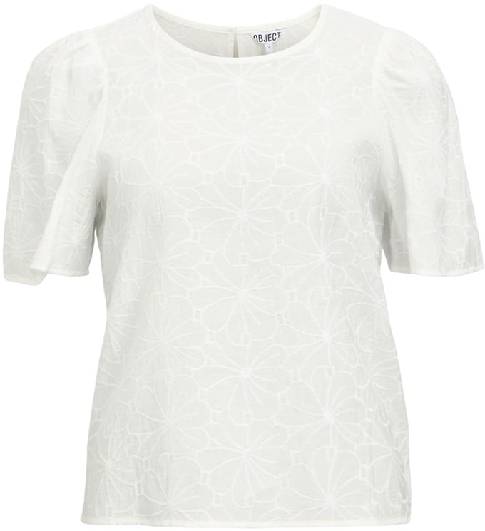 Object Objilly S/s Re O-neck Top 138 Tops & T-shirts Dames - Shirt - Wit - Maat 34