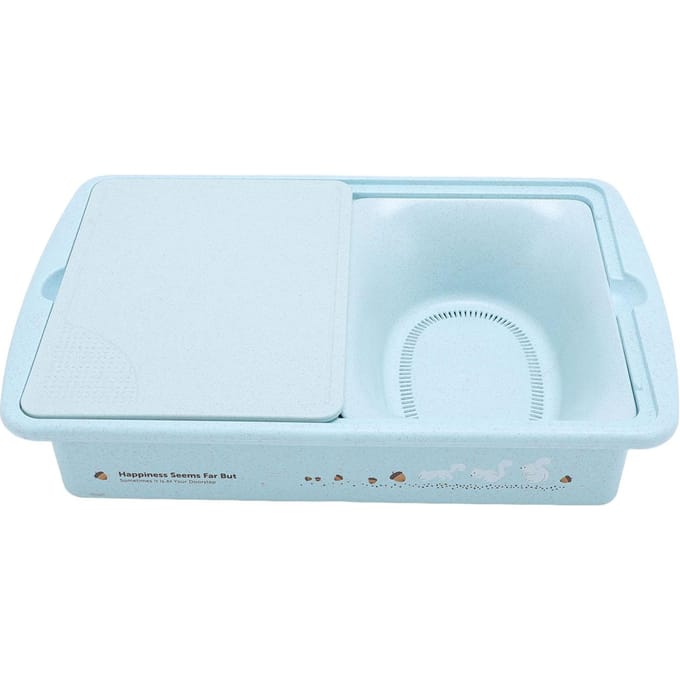 Camping Snijplank Bak Set Tarwestro met 2 Laags Plastic Waterfilter Mand Groentebak L(for 6.5-9kg) white