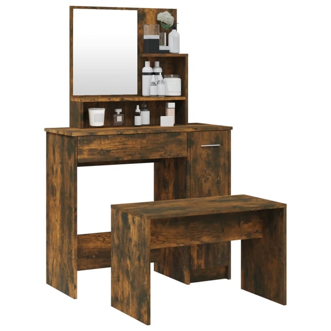 vidaXL - Kaptafelset - 86,5x35x136 - cm - gerookt - eiken