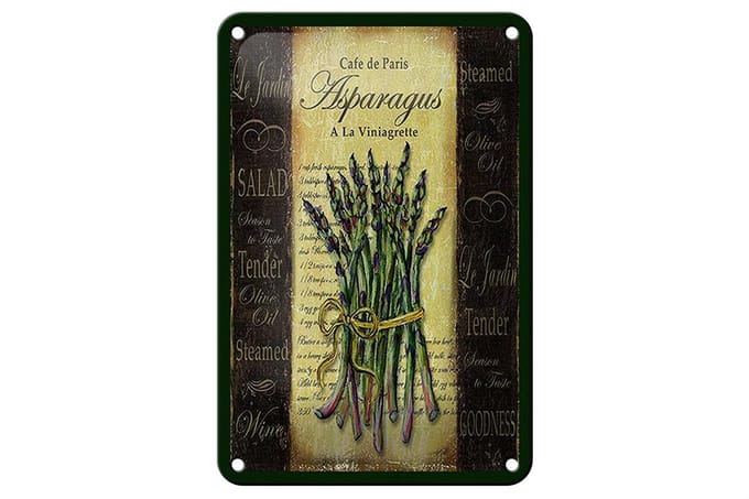 Blechschild Spruch 12x18cm Cafe de Paris Asparagus Spargel