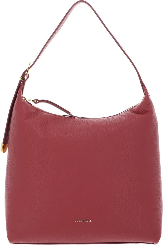 COCCINELLE Leren Schoudertas Coccinelle Gleen Handbag Grained Leather Pot Lichtrood