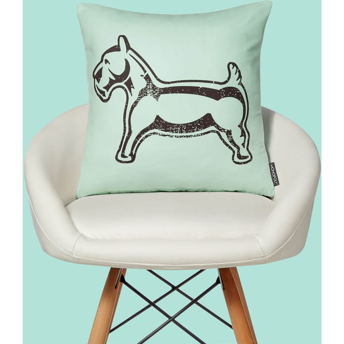Monopoly Dog Letterpress Square Cushion - 40x40cm - Soft Touch