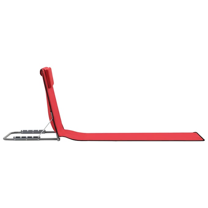 vidaXL - Strandmatten - inklapbaar - 2 - st - staal - en - stof - rood