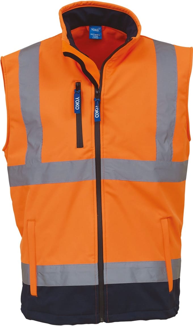 Fluo Softshell Bodywarmer - Fluo Orange/Navy - S - Yoko