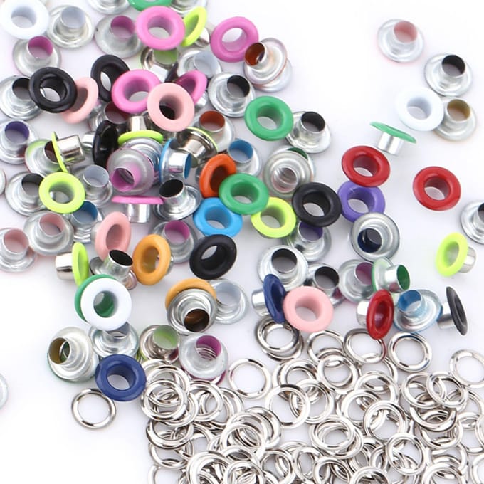 100 Sets 5mm Metallic Scrapbooking Oogjes Gesp Leerbewerking Kledingaccessoire(Gemengde kleur)