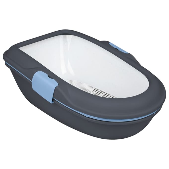 Trixie - Kattenbak Berto - Open Met Scheidingssyteem - Donkergrijs/Blauw - 59X39X22 cm