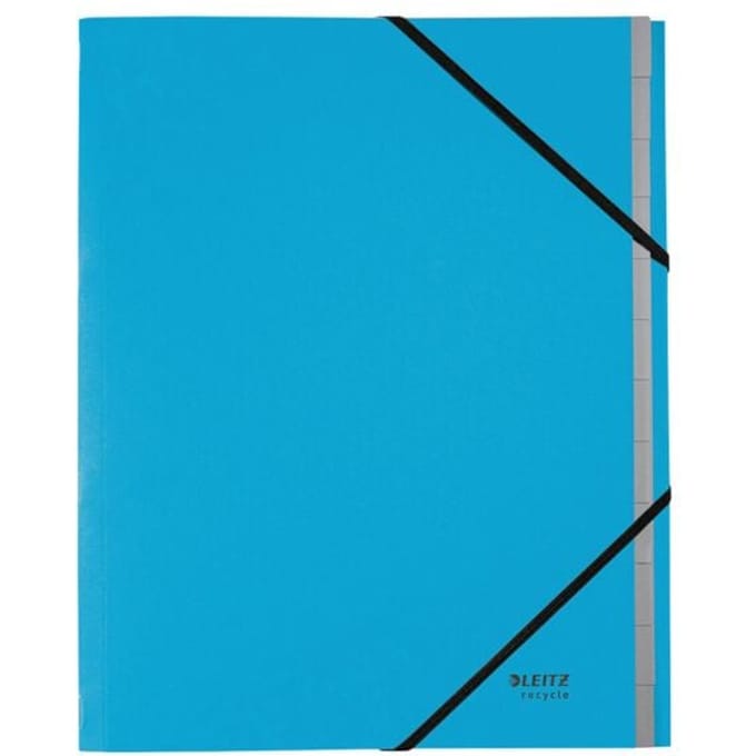 Leitz® Recycle map, A4, 12 vakken met blanco tabbladen, inhoudsopgave, elastieksluiting, 100% recyclebaar, karton, blauw