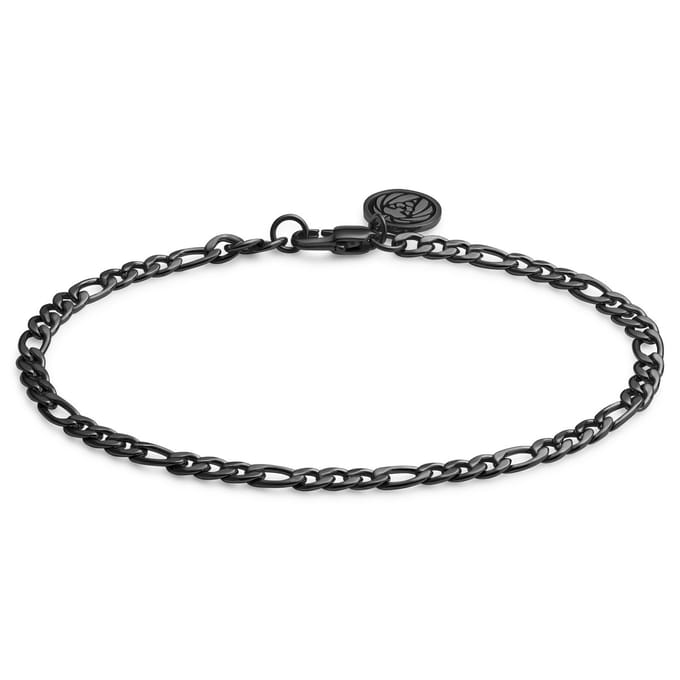 Essentials | 4 mm Gunmetal Zwarte Armband met Figaro Schakels