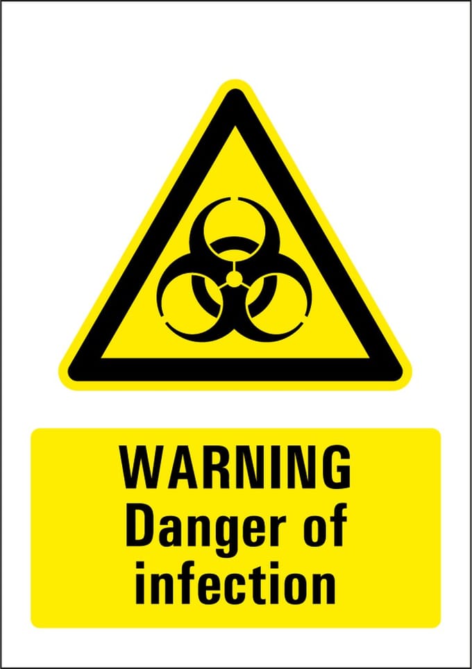 Danger of infection sticker 297 x 420 mm
