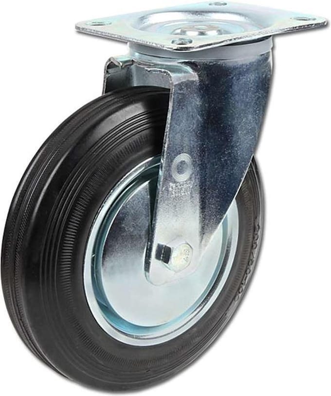 Zwenkwiel 160 mm massief rubber