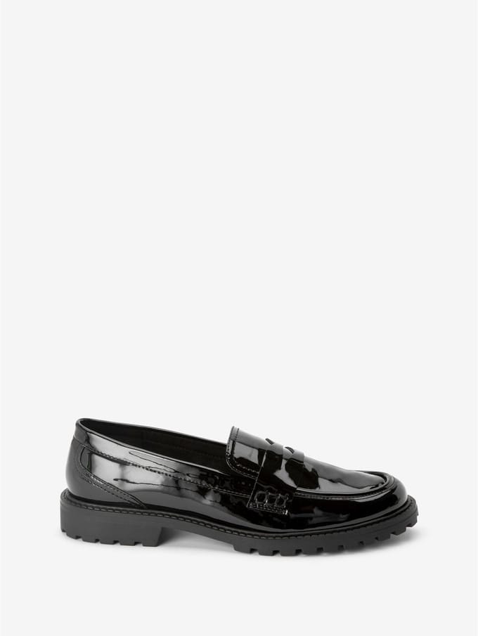 Next - Dames - Loafers van lakleer met dikke zool - Zwart