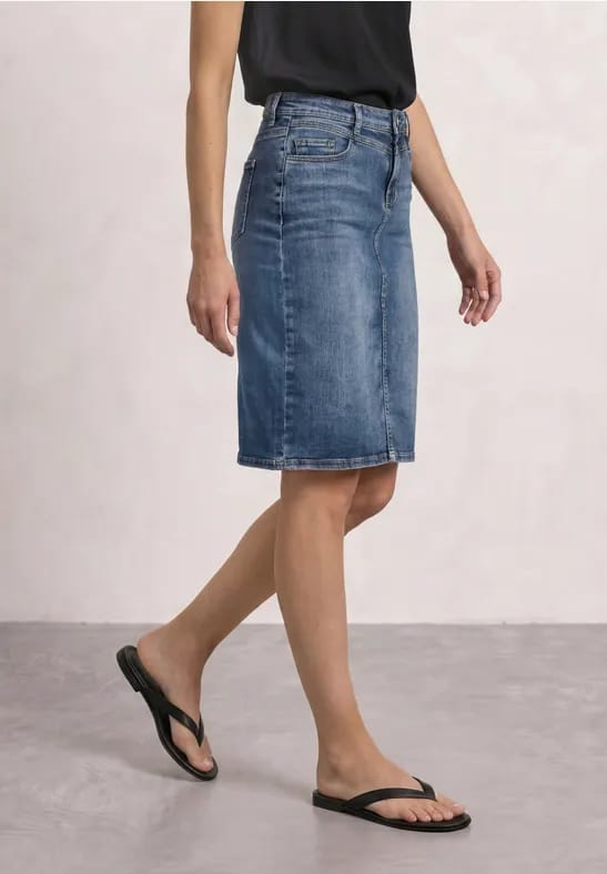 Midirok met High Waist-taille en knoopdetails