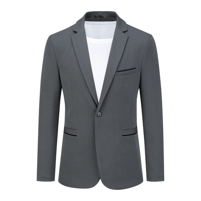 Heren colbert slim fit jas zakelijk dagelijks blazer grijs