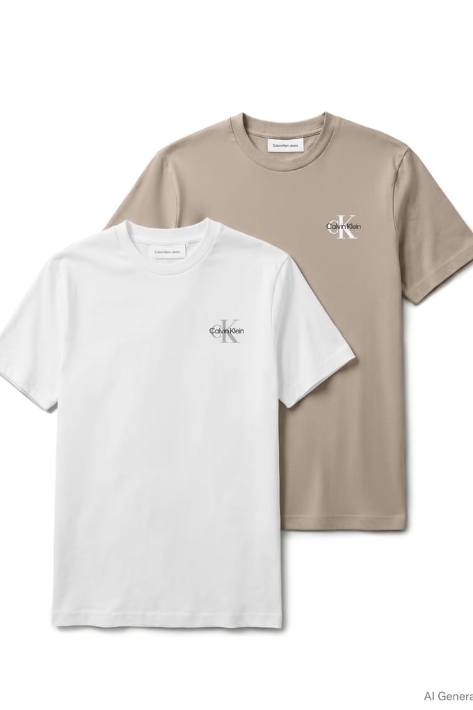 Calvin Klein Ss 30s Classic Micro Monogram Tee Bright White/plaza Taupe Taglia: M | Magliette basic Outlet | Uomo | Nero