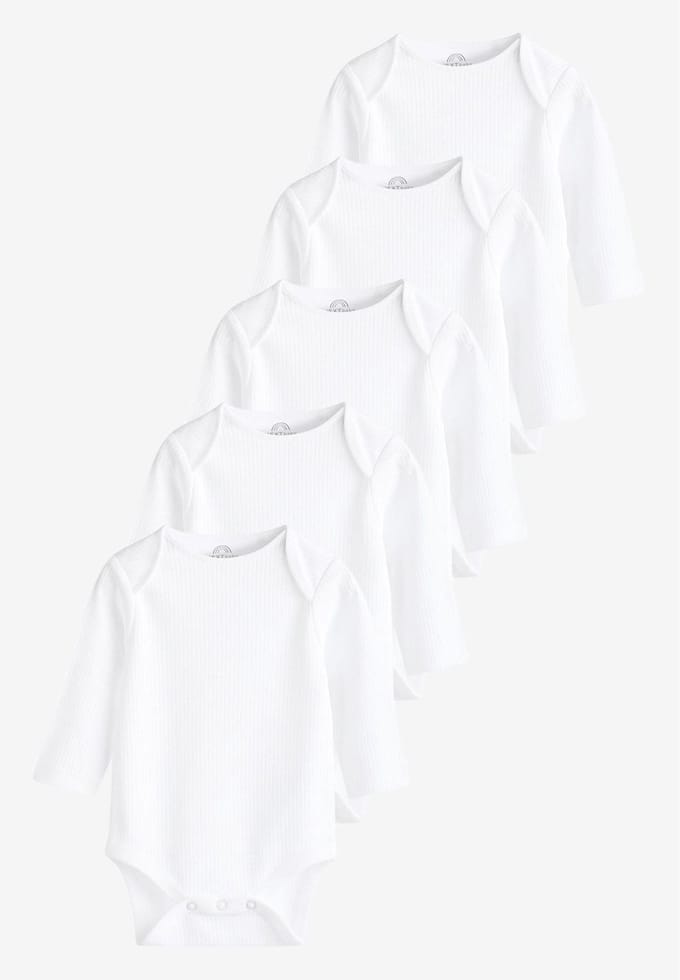 Next - Pasgeboren unisex - Set van 5 babyrompertjes met lange mouwen - Wit