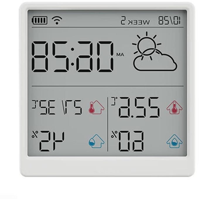 Digitale Hygrometer - Kamerthermometer Sensor - Binnenklimaat Bewaken - Oplaadbaar WiFi Model - 86 x 86 x 13mm - Wit