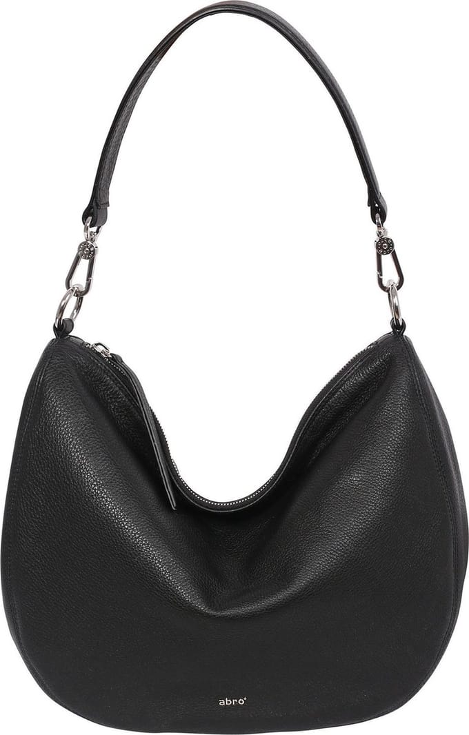 abro Leren Schoudertas Leather Dalia Hobo Bag Mina Black / Nickel Zwart