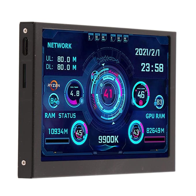 Moniteur de données CPU PC 5 pouces IPS Type C USB C pour PC Écran d'affichage de température PC CPU GPU RAM Moniteur de données PC blue