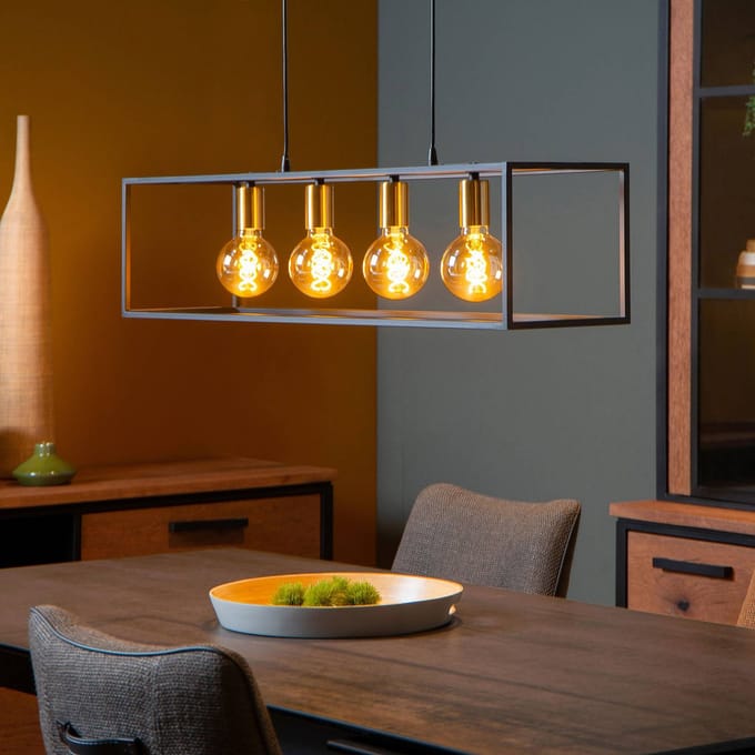 Lucide Ruben hanglamp met frame, 4-lamps