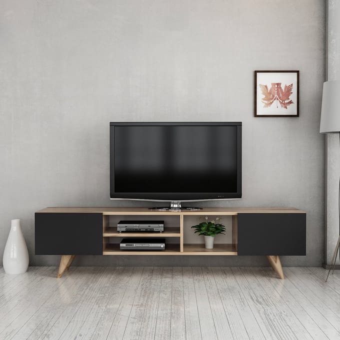 TV meubel Assens 160x31x40 cm Eiken en zwart