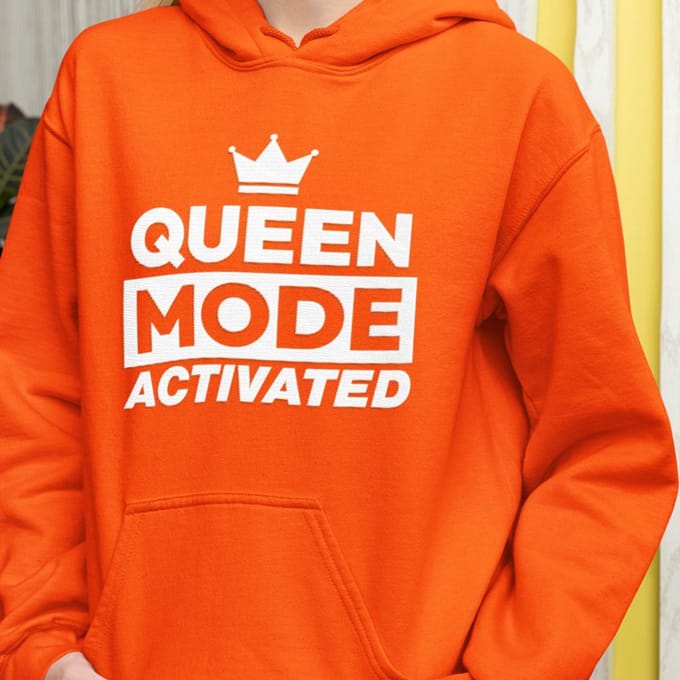 Oranje Koningsdag Hoodie Queen Mode Activated L